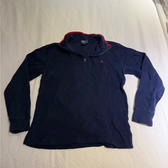 Boy’s Polo by Ralph Lauren vintage Navy Blue Sweater with Red Trim - Picture 1 of 7